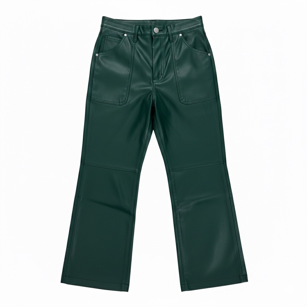 EUC Blank NYC The Baxter Ribcage Wide Leg Cropped Faux Leather Pants, Pockets